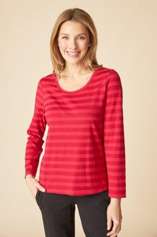 Habitat Shadow Stripe Long Sleeve - 30016 - WINEBERRY