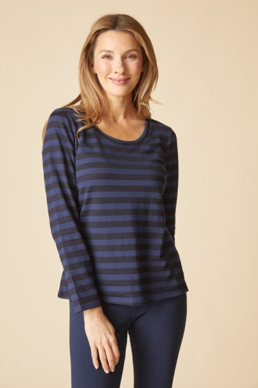 Habitat Shadow Stripe Long Sleeve - 30016 - NAVY
