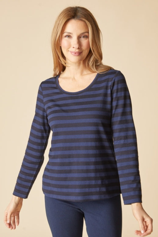 Habitat Shadow Stripe Long Sleeve - 30016 - NAVY