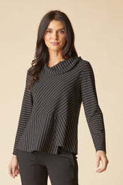 Habitat Core Travel Knit Stripe Wrap Top - 56526 - BLACK