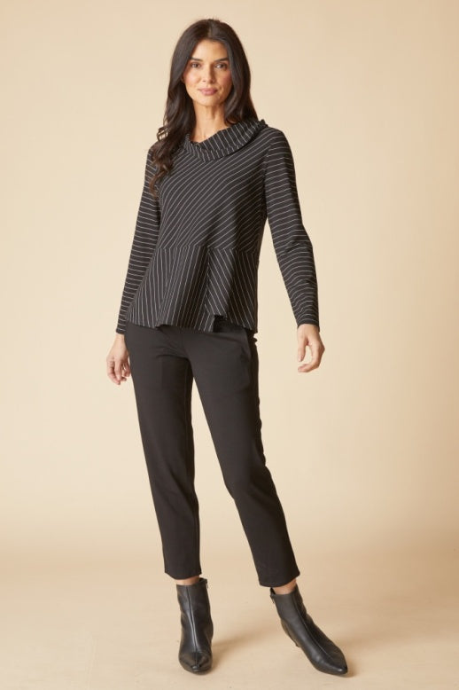 Habitat Core Travel Knit Stripe Wrap Top - 56526 - BLACK