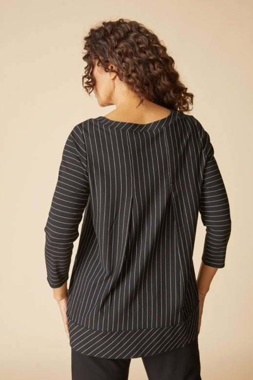 Habitat Core Travel Knit Stripe Pleat Black Tunic - 56527 - BLACK