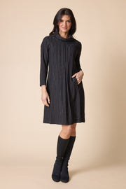 Habitat Core Travel Knit Stripe Pleat Front Dress - 56580 - BLACK