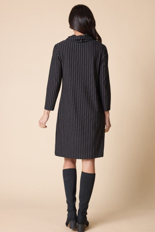 Habitat Core Travel Knit Stripe Pleat Front Dress - 56580 - BLACK