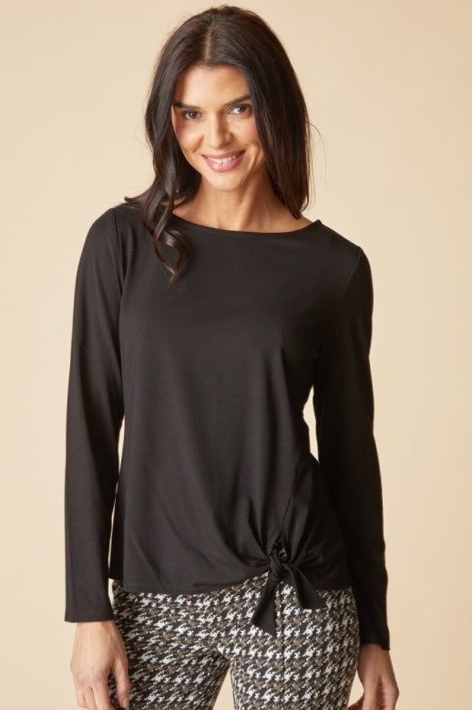 Habitat Core Travel Knit Solid Tie Front Top - 55928 - BLACK