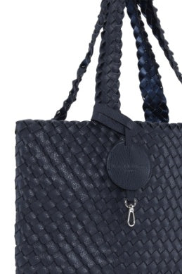 Ilse Jacobsen Reversible Tote - BAG 08 - NAVY w/ METALLIC BLUE