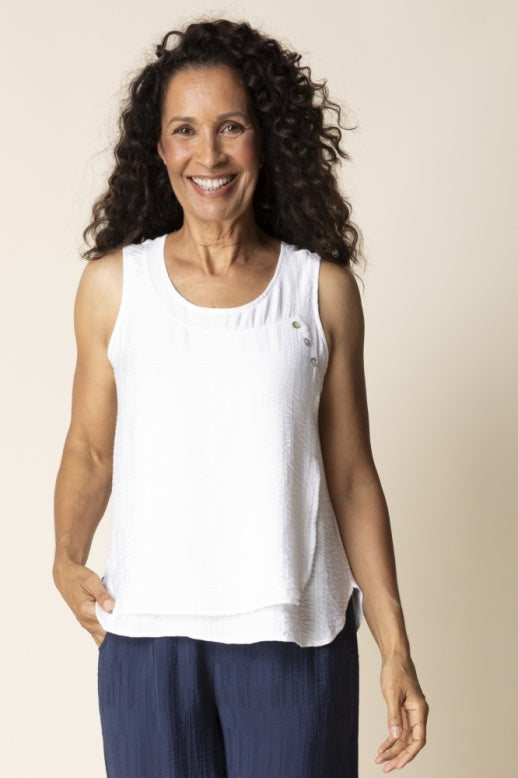 Habitat Soft Rayon Jacquard BTN Layer Tank - 30710 - WHITE