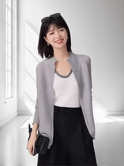 Vanite Couture Textured Slightly Sheer Jacket - 2159 - GREY
