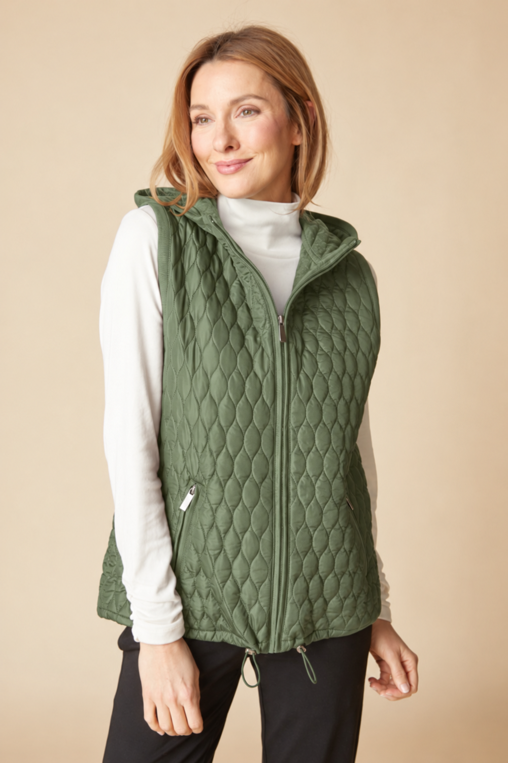 Habitat Dbl Faced Quilts Zip Vest - 22918 - FERN