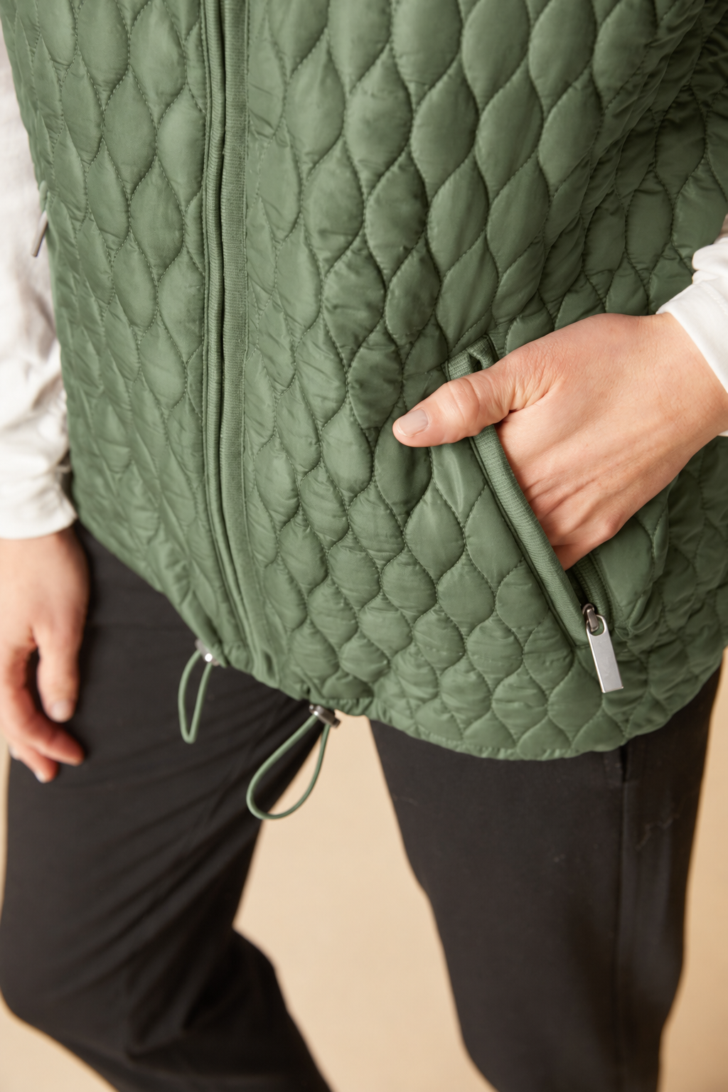 Habitat Dbl Faced Quilts Zip Vest - 22918 - FERN