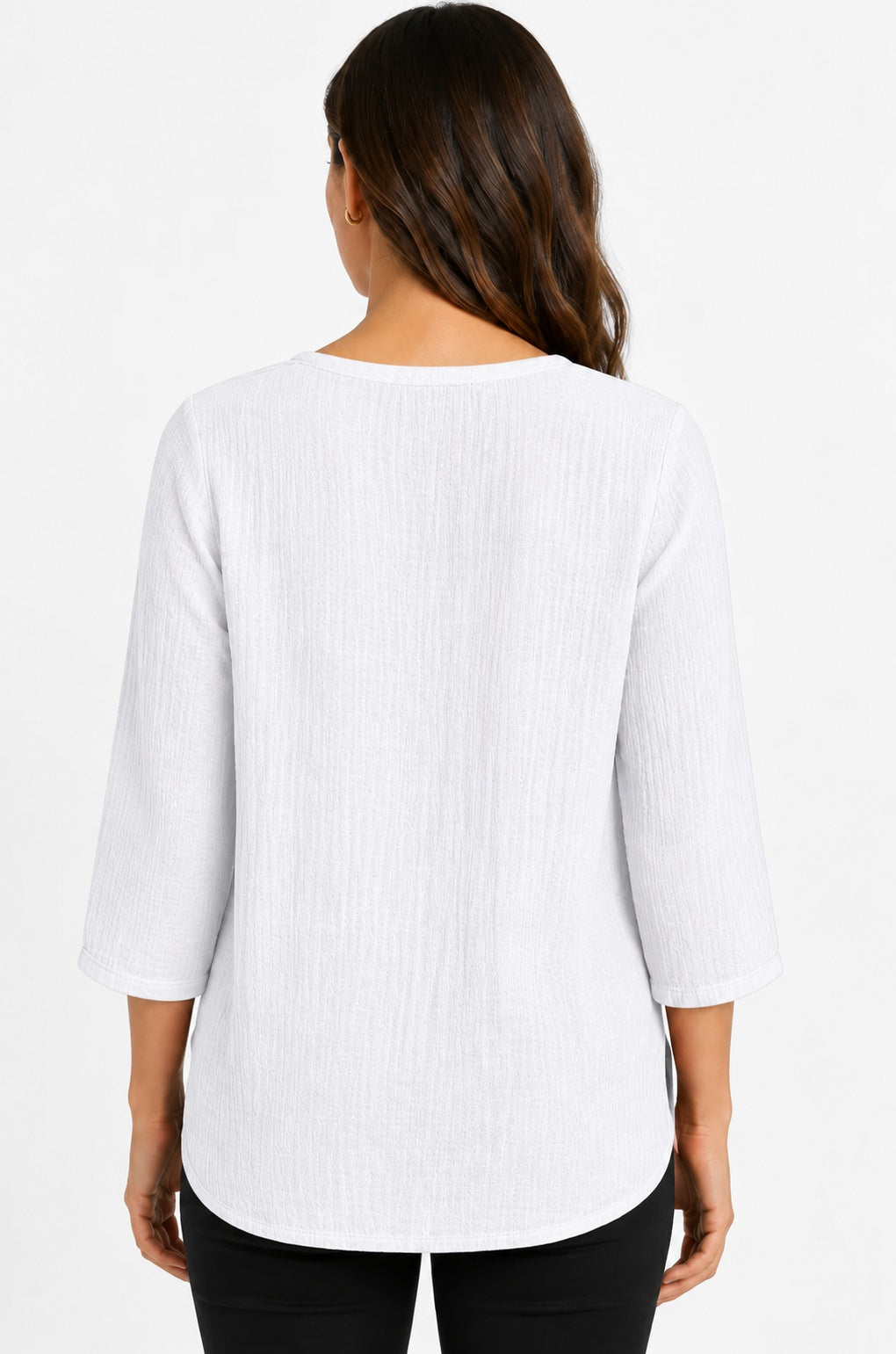 Prairie Cotton by CMC Crinkle Gauze 3/4 Sleeve V-Neck Tunic - CG304