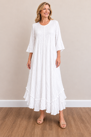 Vine Street Crinkle Solid Dress - 575 - WHITE
