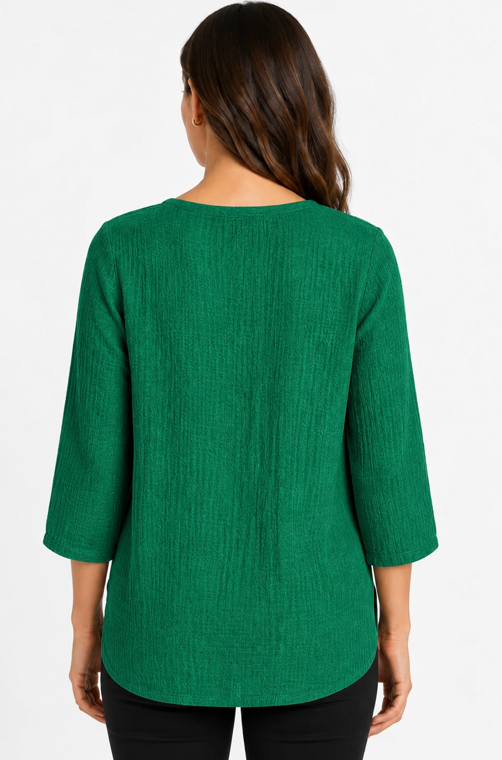 Prairie Cotton by CMC Crinkle Gauze 3/4 Sleeve V-Neck Tunic - CG304