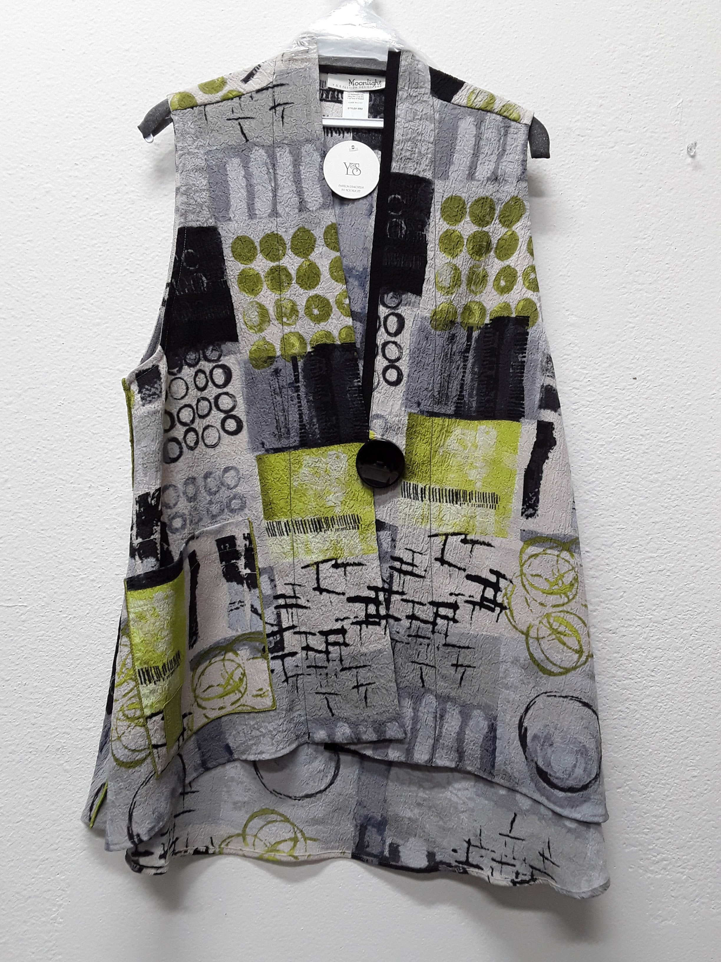 Moonlight Multi Pattern Vest in LIME - 3052 (NOT ORANGE)