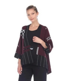 Moonlight Abstract Print One-Button Jacket in Plum/Multi - 2923-PLM