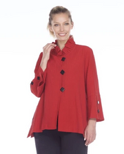 MOONLIGHT Bell Sleeve Ruffle Collar Jacket - 2449 - RED