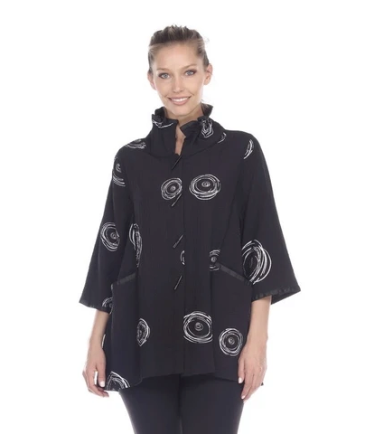 Moonlight Circle Print Shirt/Jacket in Black/White - 2979-BLK
