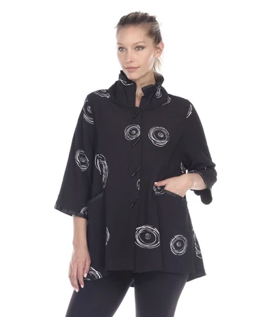 Moonlight Circle Print Shirt/Jacket in Black/White - 2979-BLK