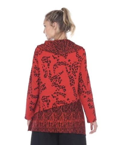 Moonlight Mixed Media Cowl-Neck Tunic in Red/Black - 2099