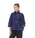 Moonlight Geometric Dotted Jacquard Button Front Jacket in Royal - 2455 TAF-ROY