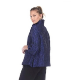 Moonlight Geometric Dotted Jacquard Button Front Jacket in Royal - 2449/2455 TAF-ROY