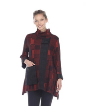 Moonlight Sweater Knit Tunic in Red/Multi - 2927-RED