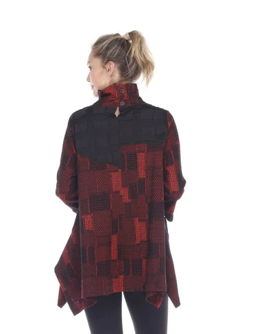 Moonlight Sweater Knit Tunic in Red/Multi - 2927-RED