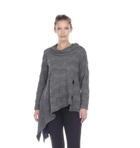 Moonlight Soft Textured Asymmetric Sweater in Grey - 2944