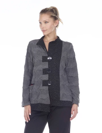 Moonlight Soft Knit Asymmetric Sweater Jacket in Grey - 2966-GRY