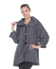 MOONLIGHT Gray Chevron Jacquard Button Front Jacket - 3156-GRY