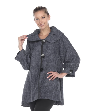 MOONLIGHT Gray Chevron Jacquard Button Front Jacket - 3156-GRY