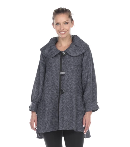MOONLIGHT Gray Chevron Jacquard Button Front Jacket - 3156-GRY