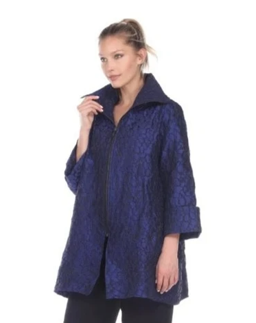 NEW - Moonlight Jacquard Zip Front Jacket in Blue - 3103-BLU