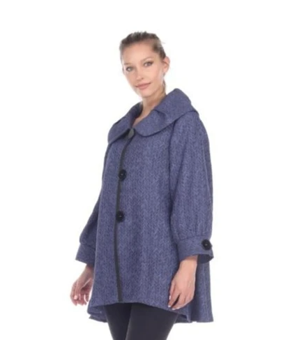 Moonlight Chevron Jacquard Button Front Jacket in Blue - 3156-BLU