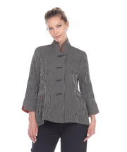 Moonlight Striped High-Low Button Front Jacket - 2075 RUST