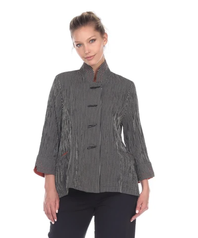 Moonlight Striped High-Low Button Front Jacket - 2075 RUST