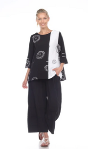 Moonlight Mixed Print Tunic Black & White Swirl - 2978