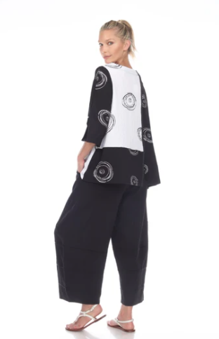 Moonlight Mixed Print Tunic Black & White Swirl - 2978