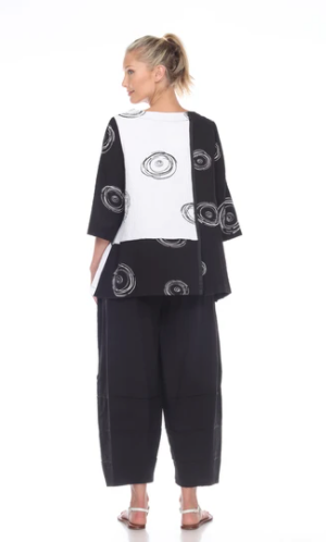 Moonlight Mixed Print Tunic Black & White Swirl - 2978