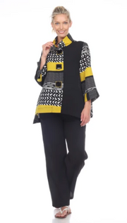 Moonlight Mixed-Media Button Front Jacket - 2842-MUS