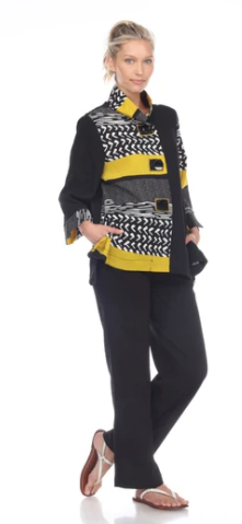 Moonlight Mixed-Media Button Front Jacket - 2842-MUS