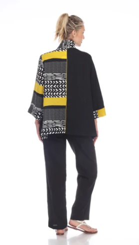 Moonlight Mixed-Media Button Front Jacket - 2842-MUS