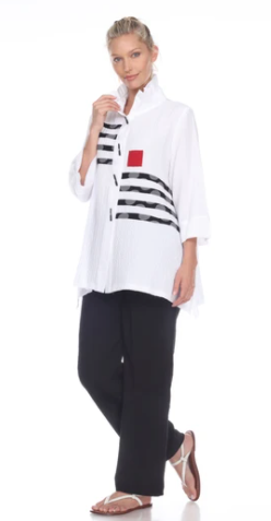 Moonlight by Y&S Stripe Polka-Dot Button Front Shirt/Jacket - 2784