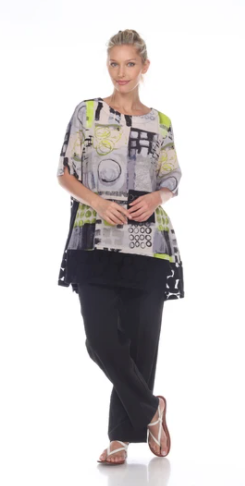 Moonlight Multi Pattern Top in LIME - 3053