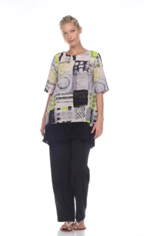Moonlight Multi Pattern Top in LIME - 3053