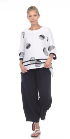 Moonlight White Tunic with Mixed Print Circles - 2980