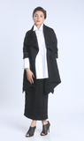 IC COLLECTION SQUARE TEXTURED KNIT OPEN FRONT JACKET IN BLACK - 2570J