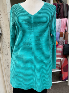 Fat Hat Teal Ribbed Sweater