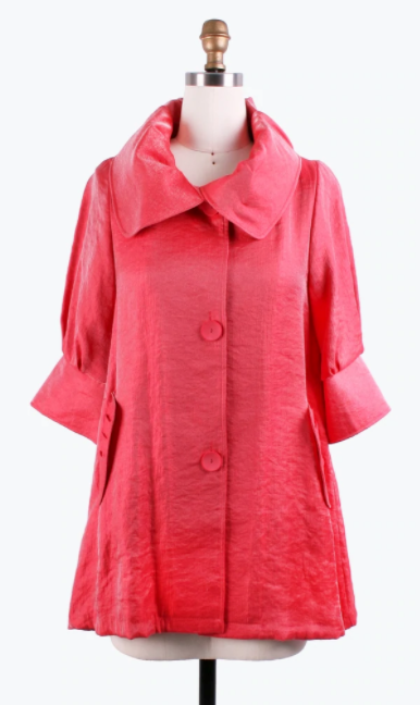 DAMEE Shimmery Signature Swing Jacket-200-CORAL RED