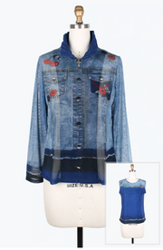 DAMEE CHERRIES & FLOWERS DENIM MESH TWIN SET-31404-DNM